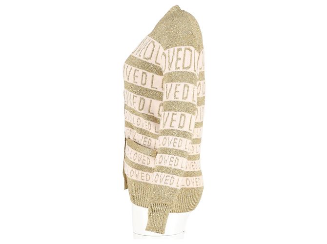 Gucci Loved Oversized Lurex-Cardigan aus goldener Wolle Metallisch - Ansicht 5