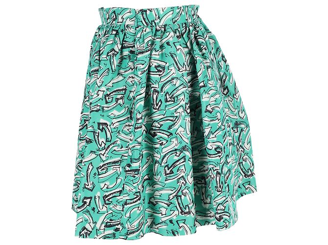Saia circular mini impressa com seta Miu Miu em nylon multicolorido Multicor - vista 2