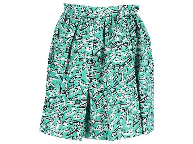 Saia circular mini impressa com seta Miu Miu em nylon multicolorido Multicor - vista 3