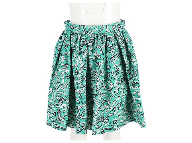Saia circular mini impressa com seta Miu Miu em nylon multicolorido Multicor - vista 4