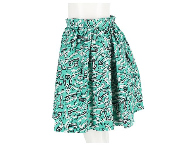 Saia circular mini impressa com seta Miu Miu em nylon multicolorido Multicor - vista 5