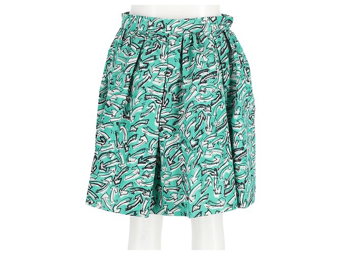 Saia circular mini impressa com seta Miu Miu em nylon multicolorido Multicor - vista 6