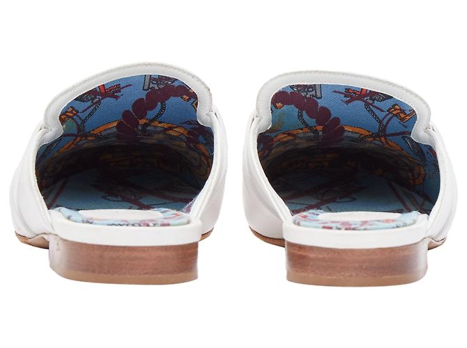 Hermès Mocassim de couro Oz Hermes com fivela Kelly prateada Branco - vista 5