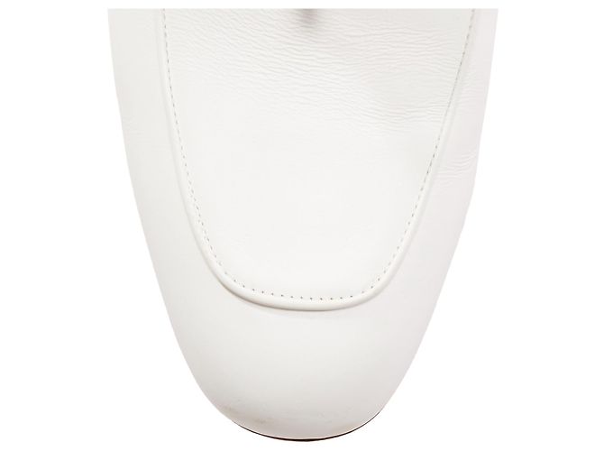 Hermès Mocassim de couro Oz Hermes com fivela Kelly prateada Branco - vista 6