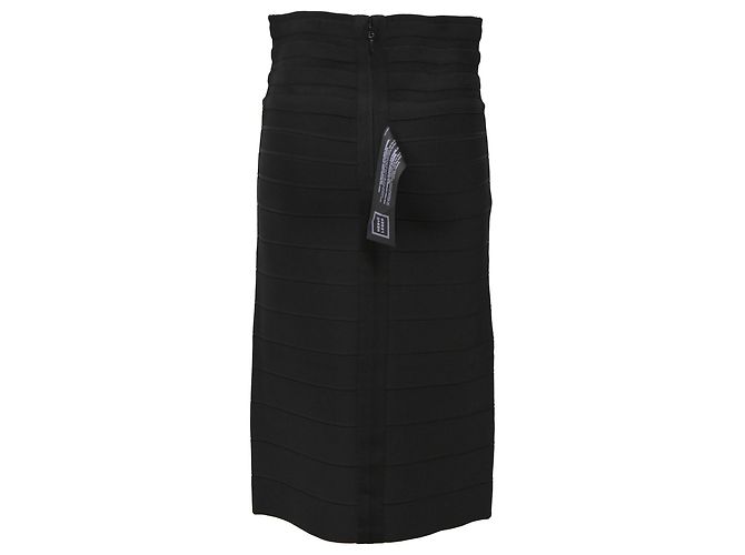 Falda lápiz de vendaje Herve Leger en rayón negro - vista 3