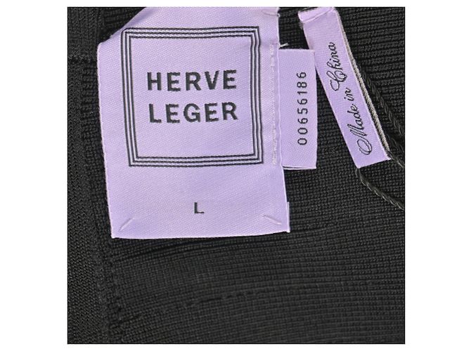 Falda lápiz de vendaje Herve Leger en rayón negro - vista 4