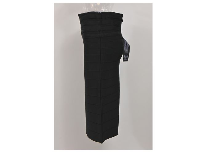 Falda lápiz de vendaje Herve Leger en rayón negro - vista 6
