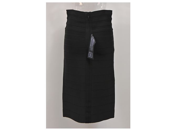 Falda lápiz de vendaje Herve Leger en rayón negro - vista 7