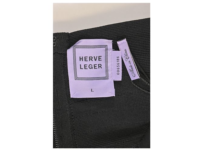 Falda lápiz de vendaje Herve Leger en rayón negro - vista 8