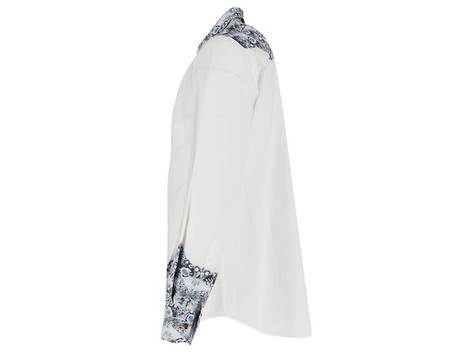 Alexander McQueen Skull Print Button Down Shirt in White Cotton - view 2