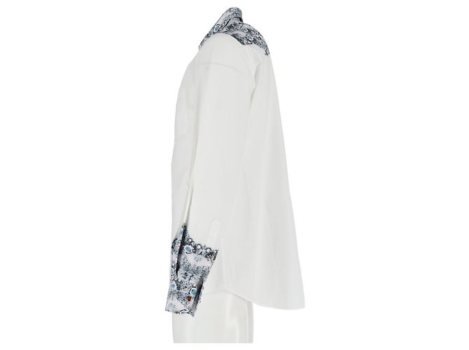 Alexander McQueen Skull Print Button Down Shirt in White Cotton - view 5