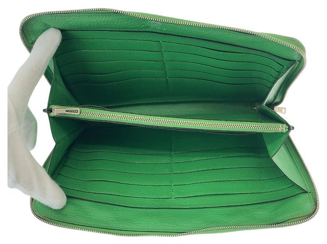Hermès Hermes Azap TGM Leder Langbörse Grün - Ansicht 3