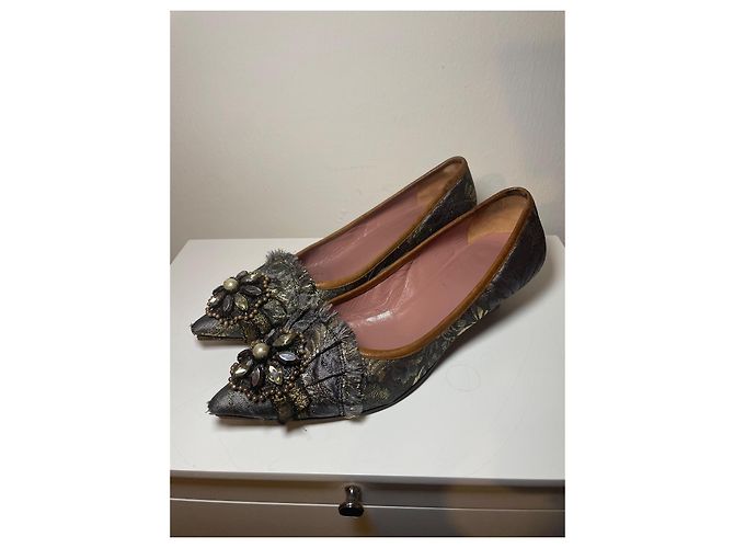 Miu Miu décolleté a punta con tacco kitten e frange Argento - vista 2