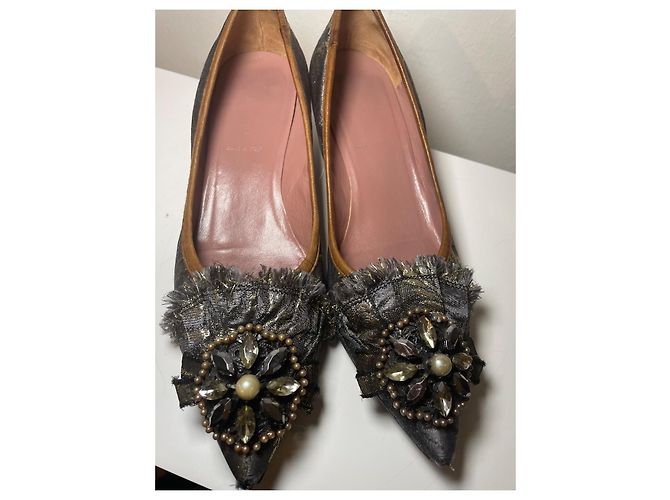 Miu Miu décolleté a punta con tacco kitten e frange Argento - vista 4