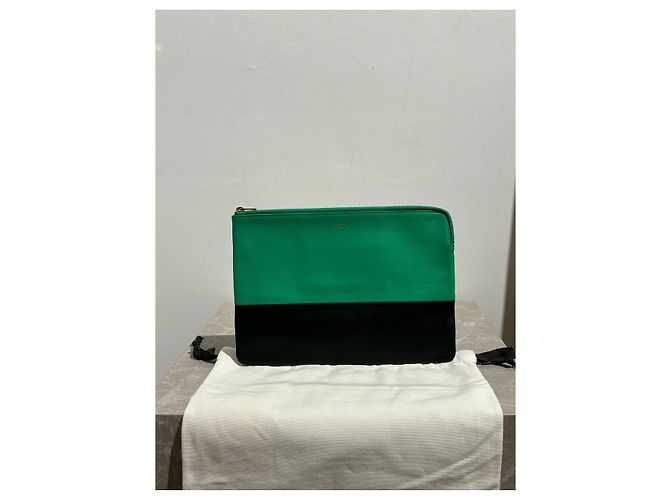 Céline Borse a mano CELINE T. Pelle Verde - vista 9