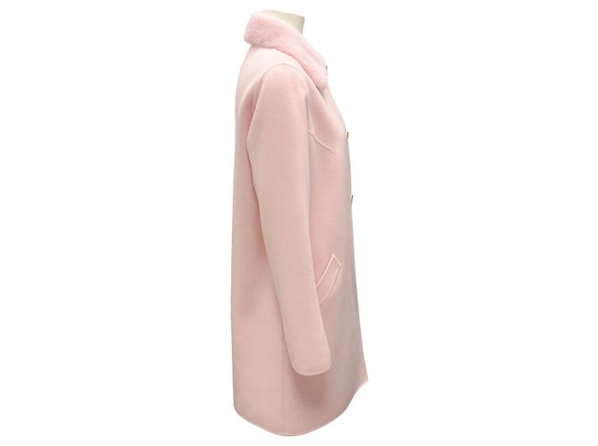 Abrigo de cachemira con cuello de piel de visón rosa claro de Dennis Basso - vista 2