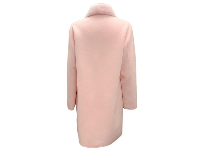 Abrigo de cachemira con cuello de piel de visón rosa claro de Dennis Basso - vista 3