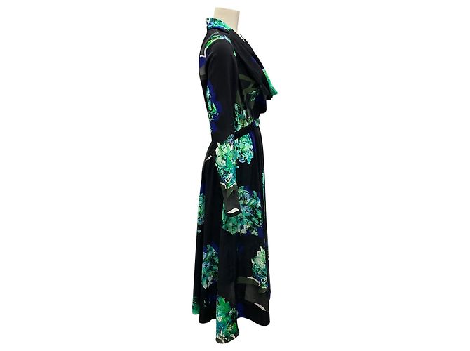Abito midi stampato floreale multicolore Prabal Gurung nero / blu / verde - vista 2