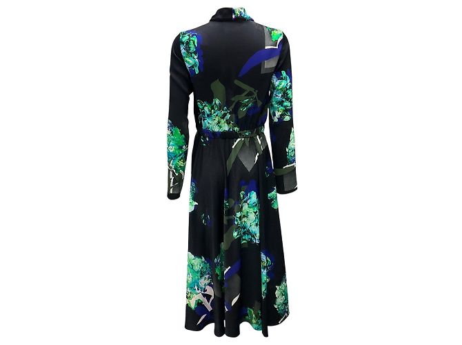 Abito midi stampato floreale multicolore Prabal Gurung nero / blu / verde - vista 3