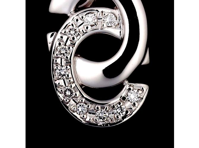 Céline Boucles d'oreilles Celine Diamond Clip en platine - vue 7