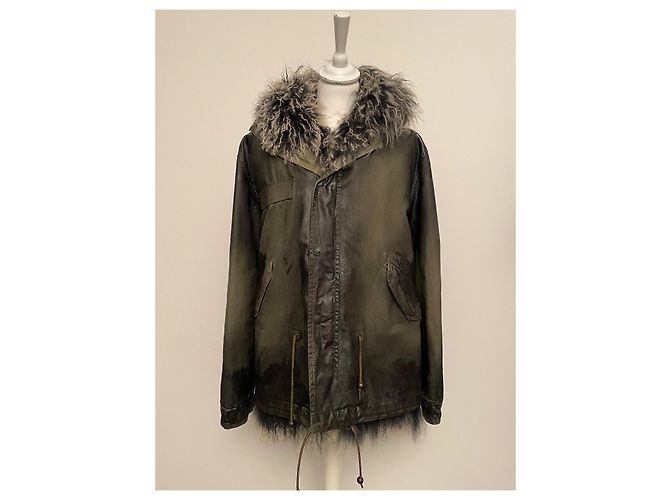 Parka Mr and Mrs Furs Caqui de Algodão com Colete de Carneiro da Mongólia - vista 7
