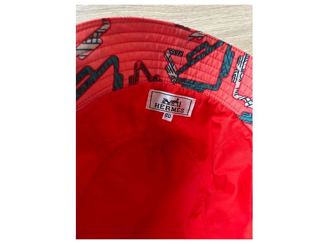 Cappello Bob Hermès Corallo in Cotone T60 - vista 3