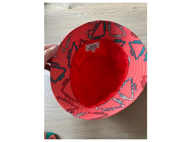 Cappello Bob Hermès Corallo in Cotone T60 - vista 4