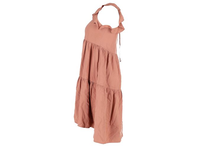 Vestido mini con volantes Sienna de Ulla Johnson en Tencel melocotón Castaño Roja - vista 2