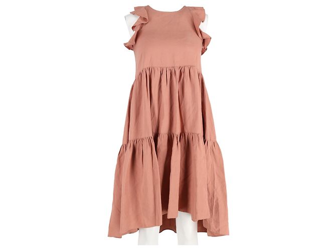 Vestido mini con volantes Sienna de Ulla Johnson en Tencel melocotón Castaño Roja - vista 4
