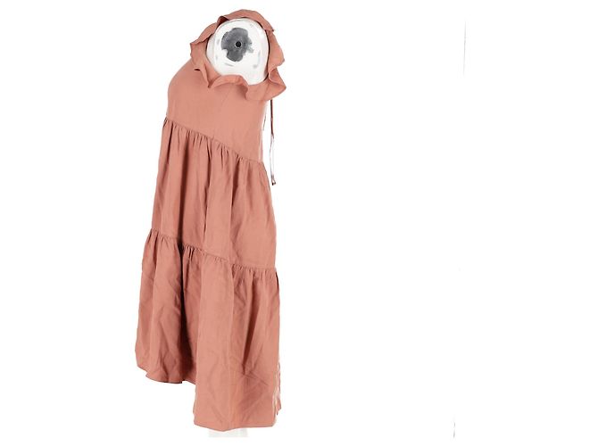 Vestido mini con volantes Sienna de Ulla Johnson en Tencel melocotón Castaño Roja - vista 5