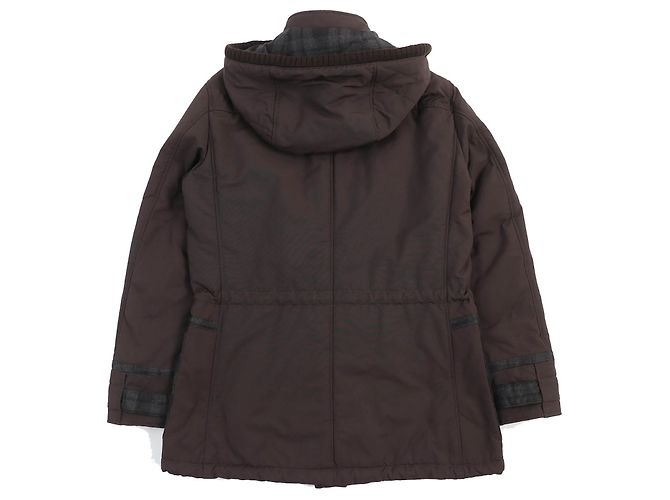 Jaqueta acolchoada com capuz e detalhe xadrez Salvatore Ferragamo Castanho escuro - vista 2