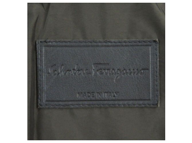Jaqueta acolchoada com capuz e detalhe xadrez Salvatore Ferragamo Castanho escuro - vista 7