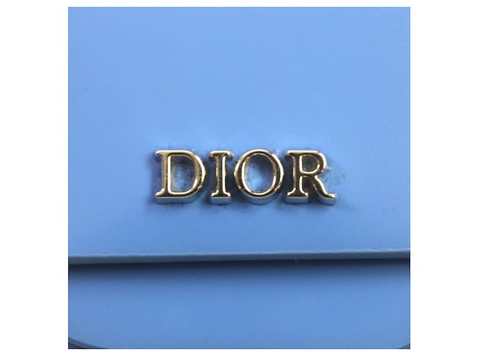 Custodia in pelle per auricolari con logo in metallo DIOR e portachiavi Blu - vista 5