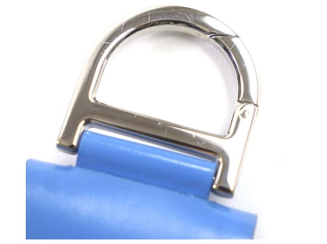 Custodia in pelle per auricolari con logo in metallo DIOR e portachiavi Blu - vista 8