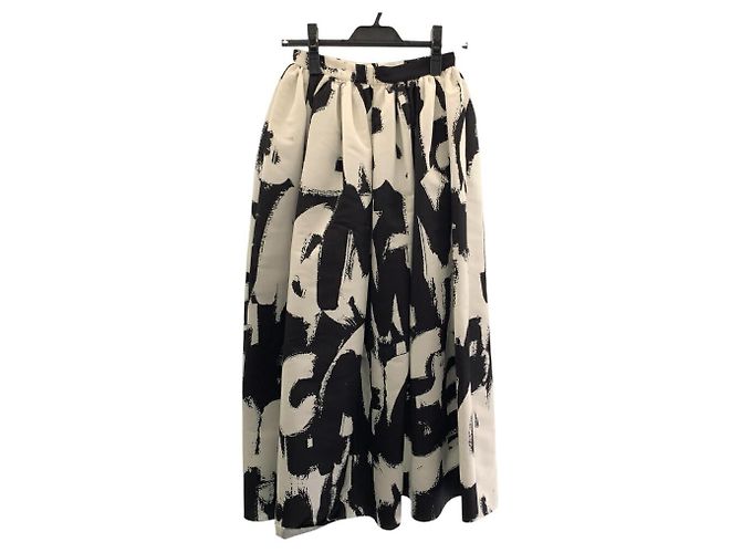 Gonna lunga in poliestere nera e bianca Alexander McQueen - vista 2