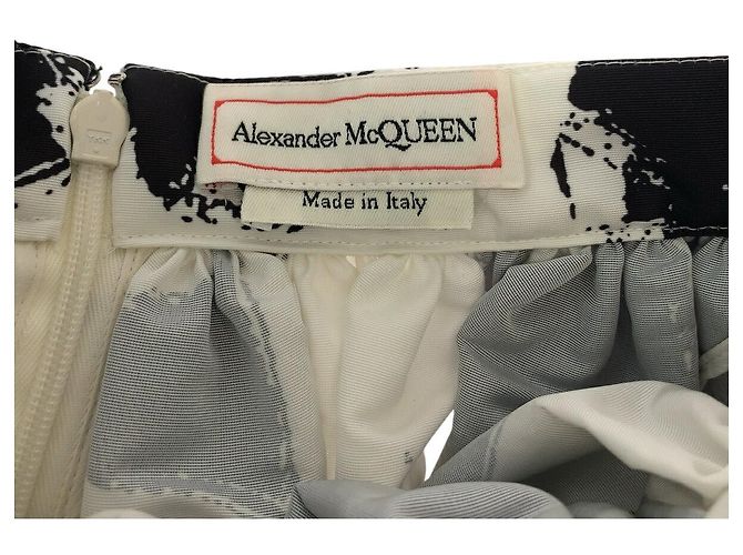 Gonna lunga in poliestere nera e bianca Alexander McQueen - vista 3
