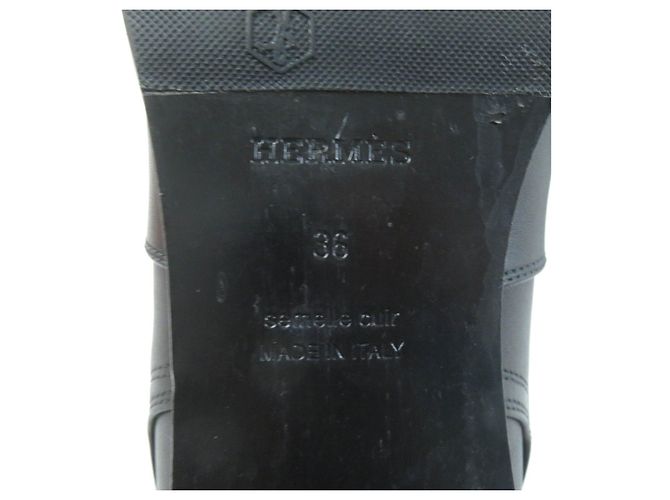 Hermès Botas de cuero con hebilla Hermes Kelly negras 36 Negro - vista 12