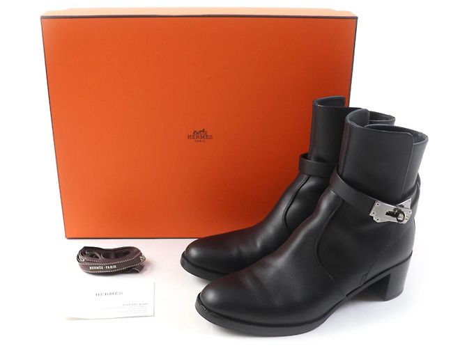 Hermès Botas de cuero con hebilla Hermes Kelly negras 36 Negro - vista 2
