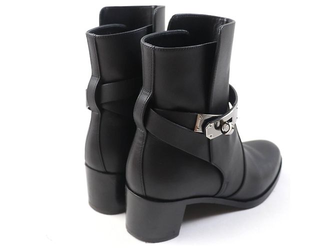Hermès Botas de cuero con hebilla Hermes Kelly negras 36 Negro - vista 3