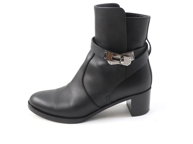 Hermès Botas de cuero con hebilla Hermes Kelly negras 36 Negro - vista 5