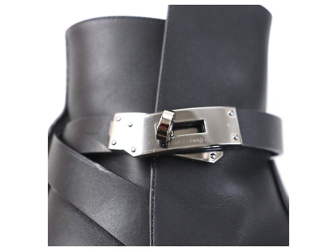 Hermès Botas de cuero con hebilla Hermes Kelly negras 36 Negro - vista 9