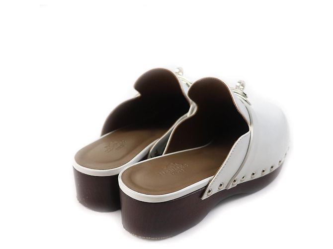 Mule con hebilla Kelly Silver Carlotta de Hermès Blanco - vista 3