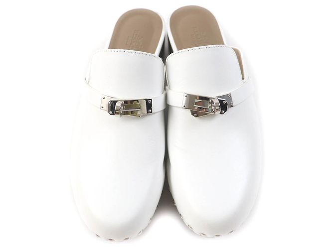 Mule con hebilla Kelly Silver Carlotta de Hermès Blanco - vista 4