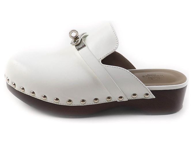 Mule con hebilla Kelly Silver Carlotta de Hermès Blanco - vista 5