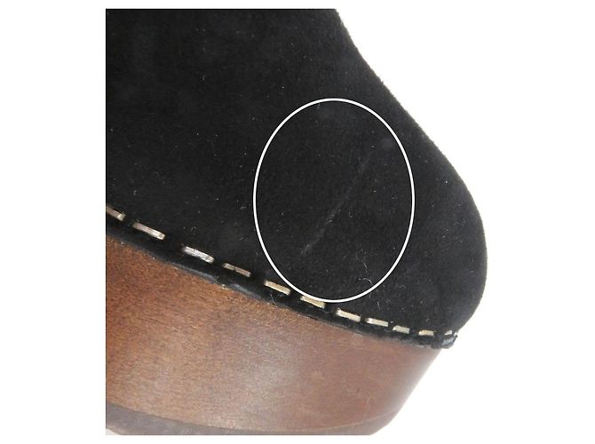 Sandali in pelle scamosciata Chanel neri 36C Nero - vista 10