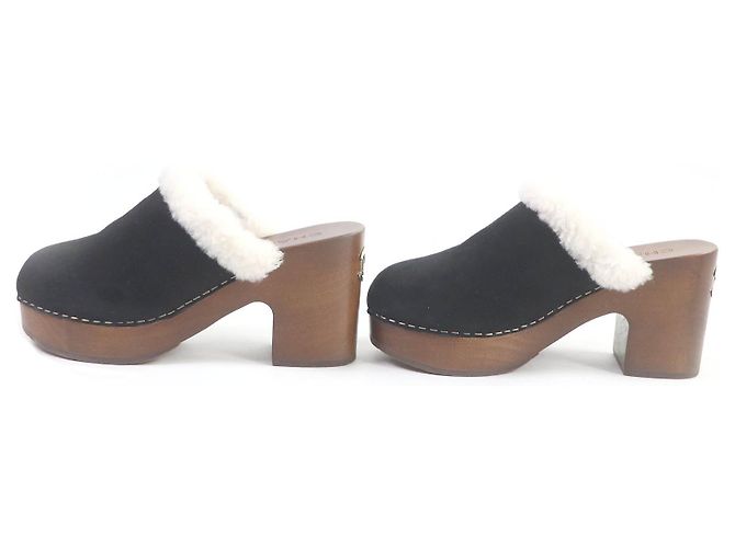 Sandali in pelle scamosciata Chanel neri 36C Nero - vista 4