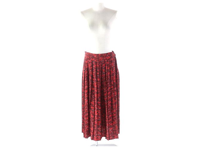 Falda plisada de seda con estampado de labios Valentino roja - vista 2