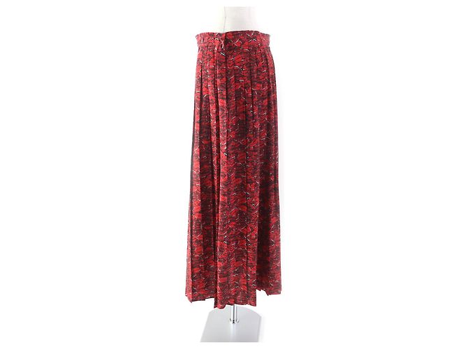Falda plisada de seda con estampado de labios Valentino roja - vista 3