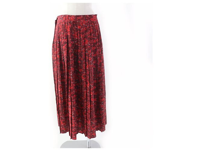 Falda plisada de seda con estampado de labios Valentino roja - vista 4
