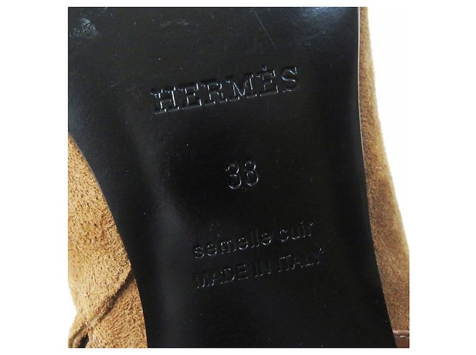 Hermès Botas de tornozelo de couro camurça Hermes marrom 38 - vista 11